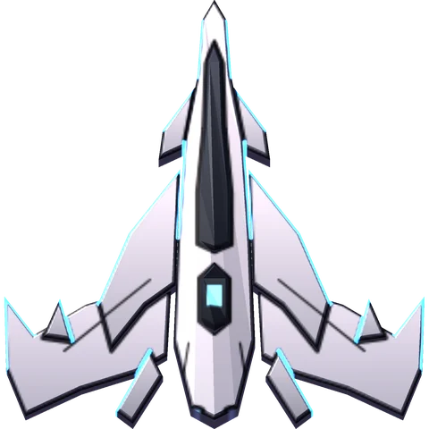 Raumschiff FUNKE, hellgrau mit schmalen Pfeilflügeln